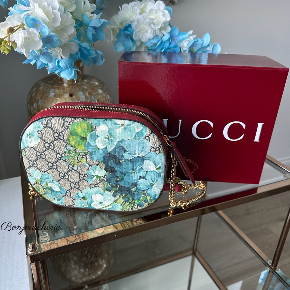 Gucci Floral Crossbody Bag - Blue and Green